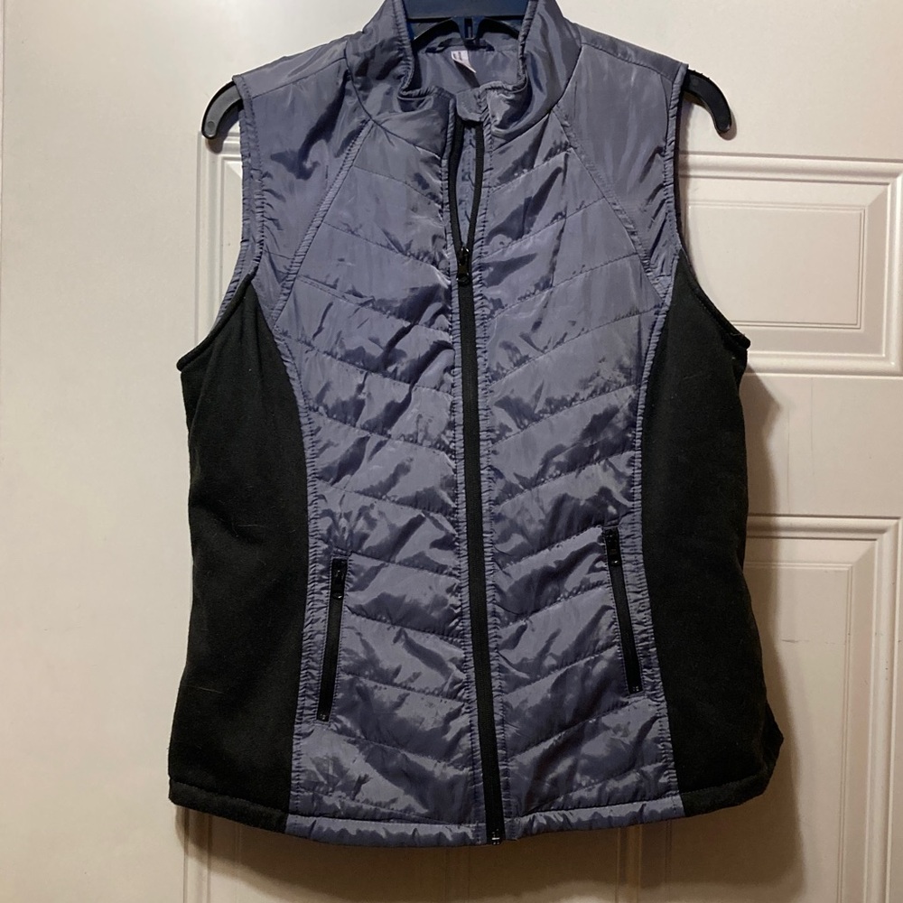 Blue‎ and Black Quilted Vest M